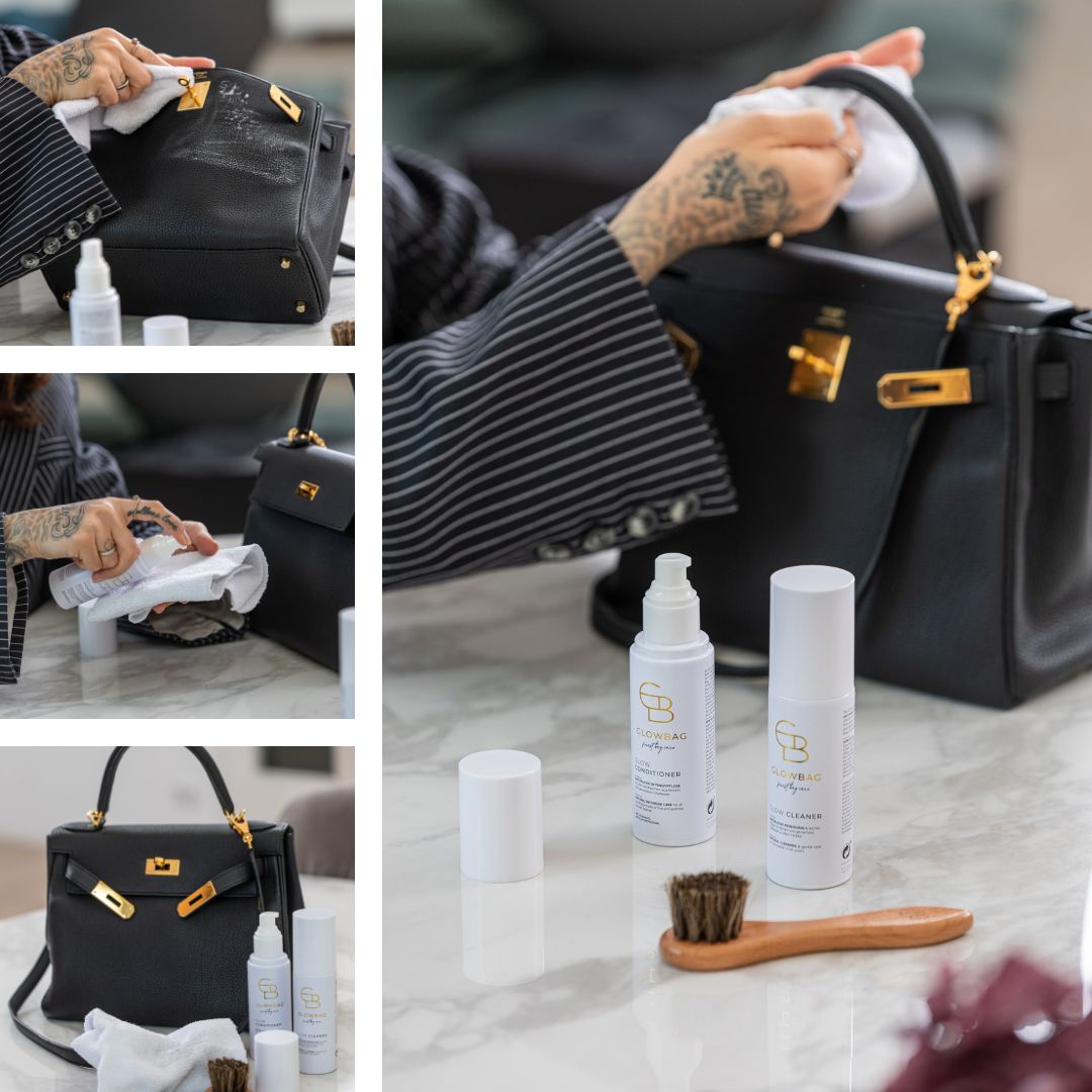 Anwendung Glowbag Glow Duo an schwarzer Hermes Kelly Bag
