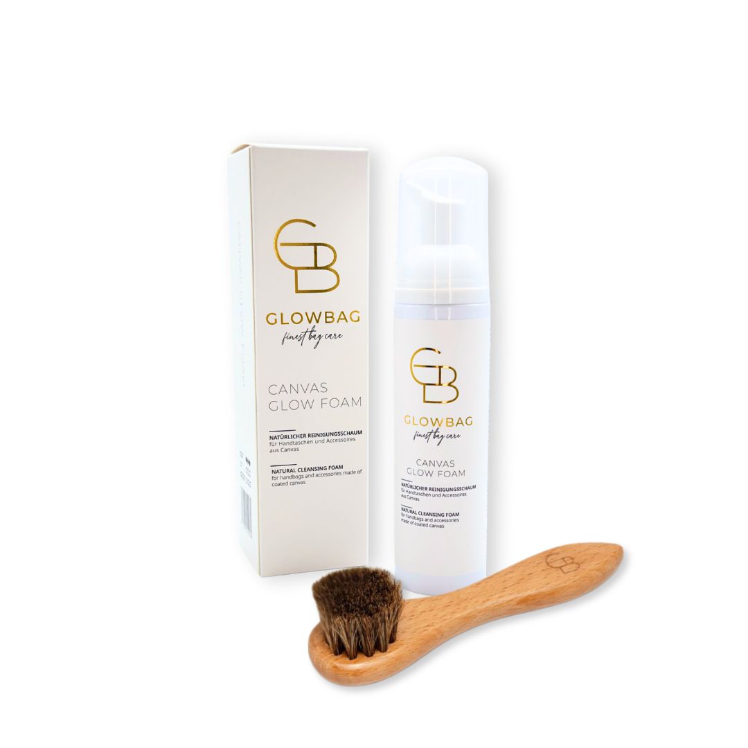 Canvas Glow Foam und Bürste weißer Hintergrund